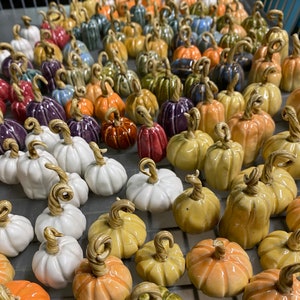 Hand Made Ceramic Stoneware Mini Miniature Pumpkin Pumpkins Fall Decor Party Favors New Colors Added