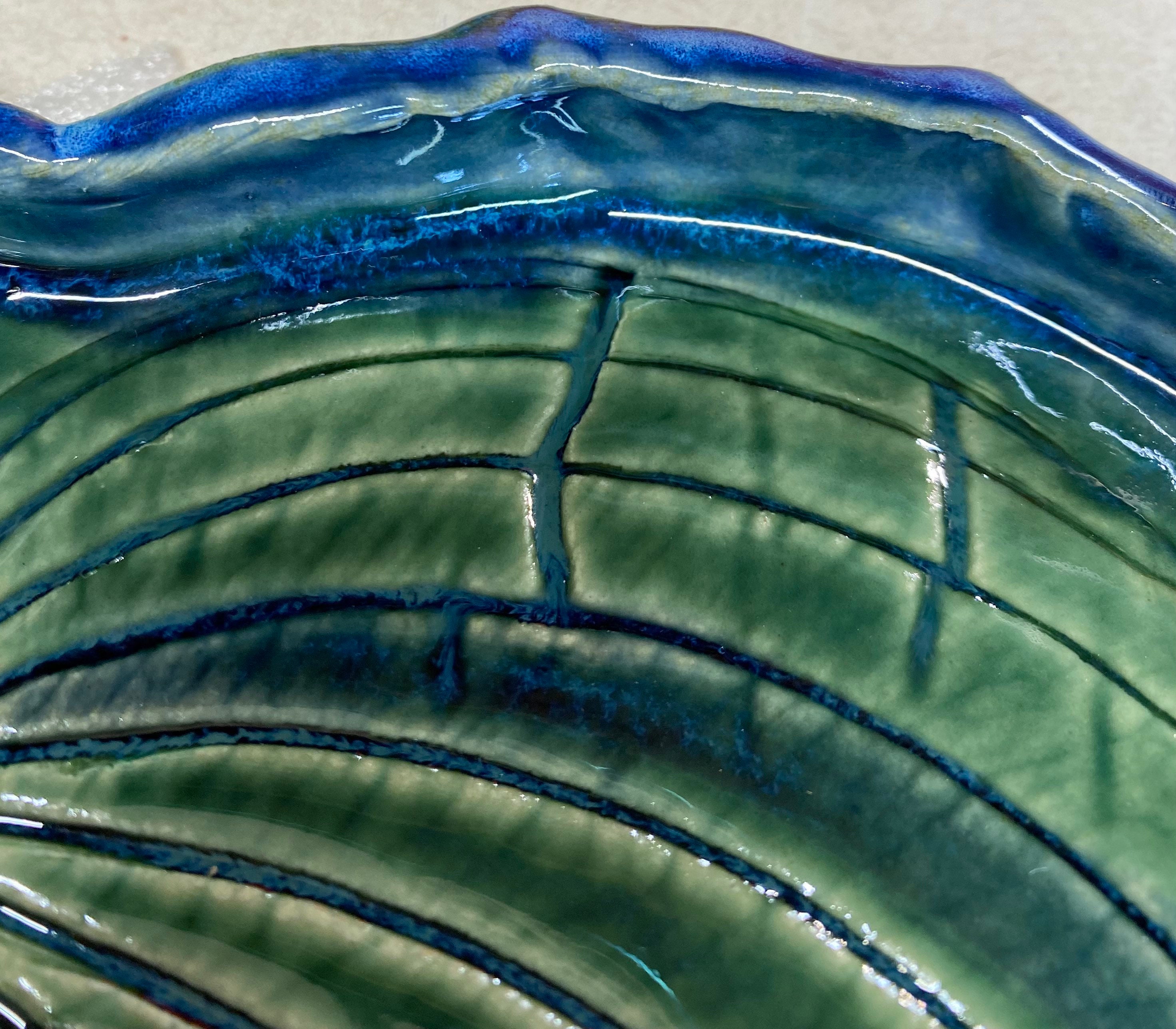 Hand Made Stoneware Pottery Hosta Leaf Tray With Sculpted Etsy