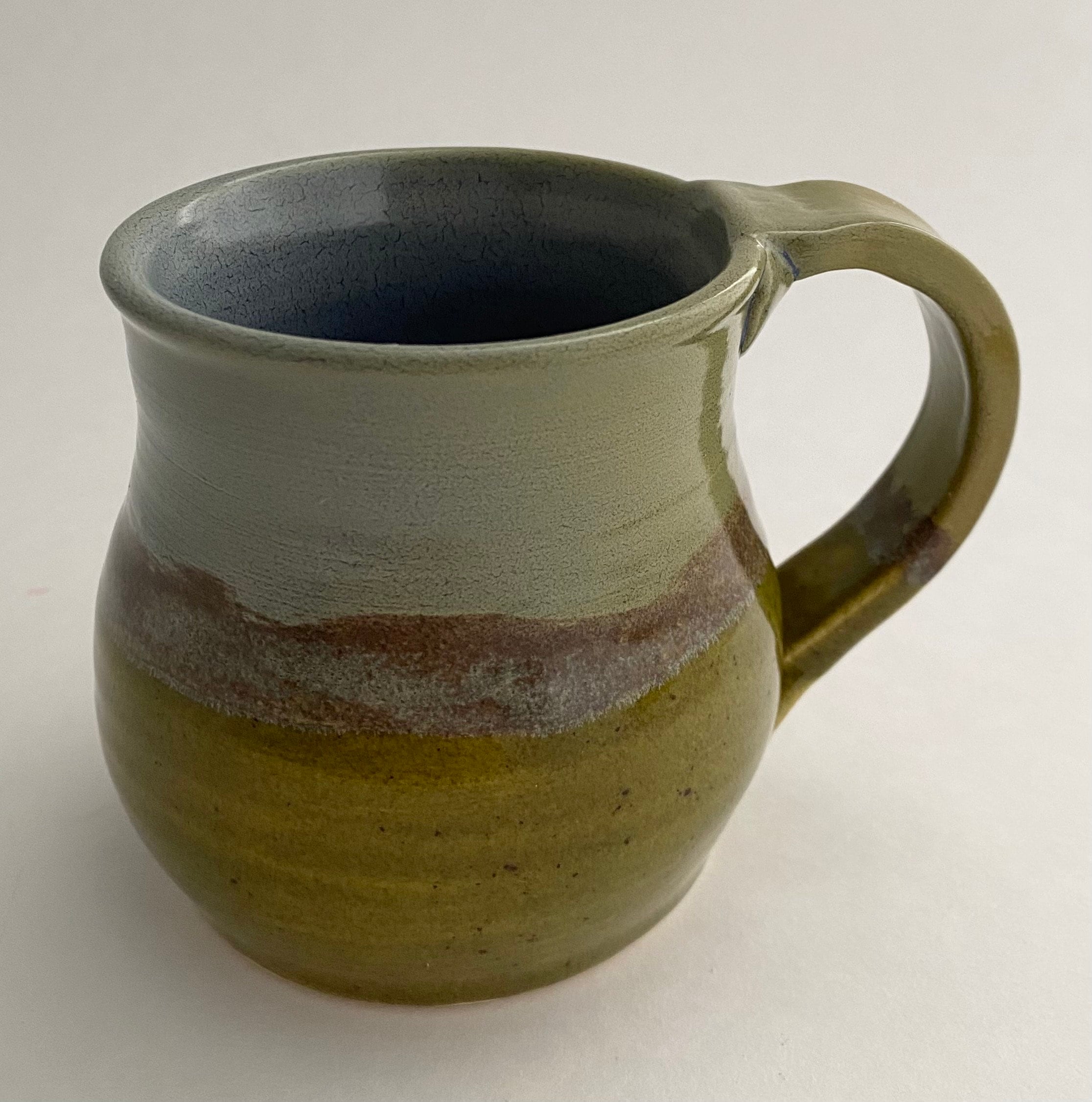Wheel Thrown Stoneware Pottery Child Coffee Tea Mug Cup Green Blue 6 Oz ...