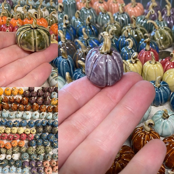 Hand Made Ceramic Stoneware Mini Miniature Pumpkin Pumpkins Fall Decor New Colors Added