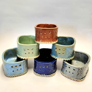 Hand Made Ceramic Stoneware Pottery Herb Stripper Bowl Assorted Colors
