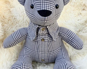 Personalized Memory Bear, Custom Teddy Bear From Clothing, 12"