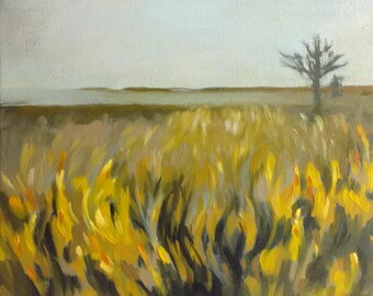 AUTUMN NOON, oil painting landscape painting, original oil, 100% charity donation, stretched canvas 8x10, landscape