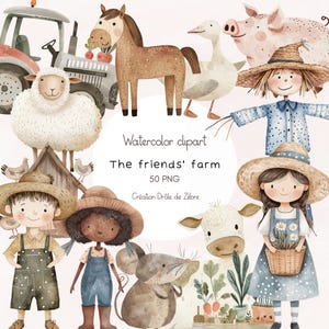 Aquarelle animaux mignons Clipart  animaux mignons PNG Bundle aquarelle animaux animaux mignons lot de clipart animaux à imprimer