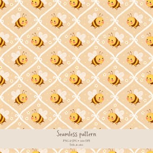 Motif Sans Couture Abeille Beige Coquette | Nœuds Minimalistes Aquarelle | Papier Scrapbooking Numérique Seamless Pattern