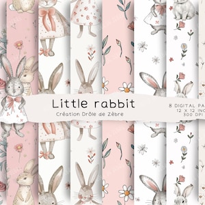 Motif sans couture lapin, papier sans couture mignon lapin, Collection de papiers numériques impression tissu commercial animaux PNG