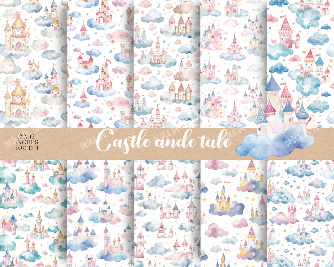 Princess Castle Seamless Digital Paper Castle and Fairy Tale ...