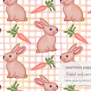 Papier numérique sans couture, fichier sans couture pour nouveau-né pour tissu, motif répétitif de lapin mignon, motif animaux, commercial