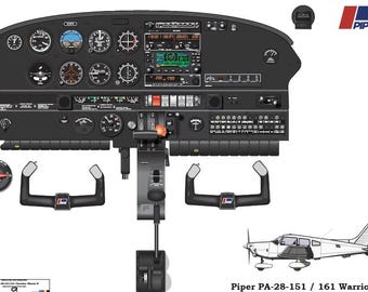 Piper 28A Warrior Digital Cockpit Poster – Piper Aircraft for Pilot Training