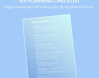 IFR Flight Planning Checklist | Digital IFR Study Guide & Cockpit Reference | Instrument Pilot Printable | Flight Bag Essential
