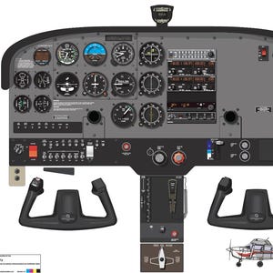 High Quality - Cessna 172 (Six Pack) - Bootboard Digital Poster und System Guide