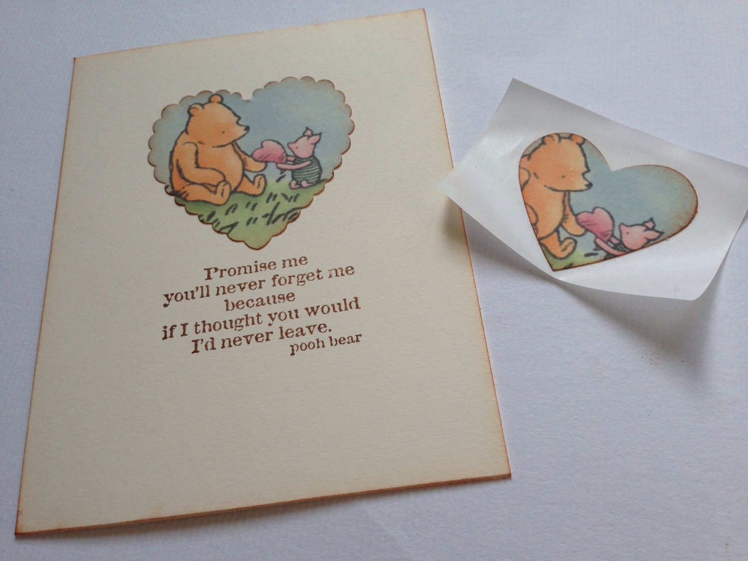 Winnie The Pooh Stamped Greeting Card Friendship Goodbye Etsy