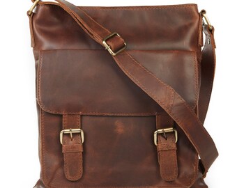 Brown Leather Cross Body Bag, Messenger bag