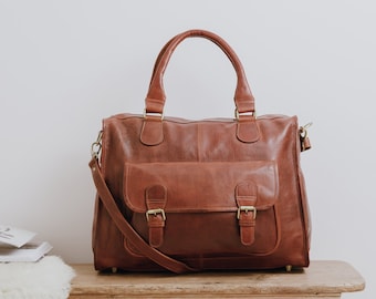 Leather Weekender bag, Genuine Leather Handmade Tan Leather Holdall Travel Bag, Leather Gifts