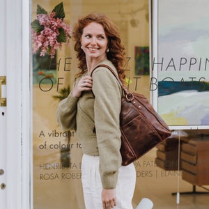 Leather Tote Handbag, Leather Purse, Leather Shoulder Bag, Brown