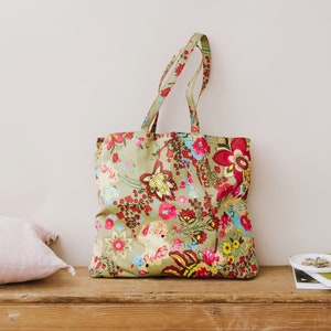 Stoff-Einkaufstasche, wiederverwendbare Einkaufstasche, Stoff-Einkaufstasche, Tasche mit Blumenmuster, faltbare Tasche