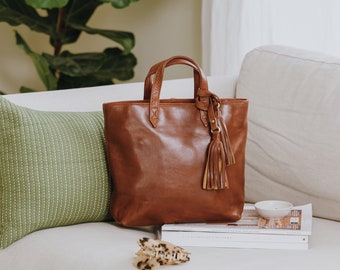 Leather Shoulder bag with Tassel, Leather Festival Bag, Tan