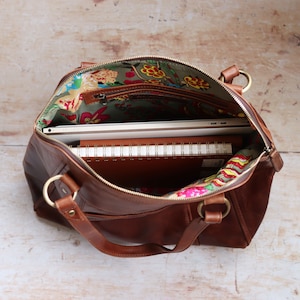 Large Brown Leather Work Tote Bag for Women, Laptop-Friendly Shoulder Bag, Professional Leather Purse, Stylish Office Bag image 6