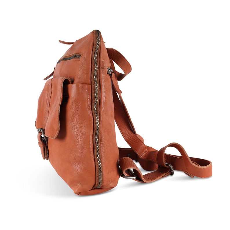 Leather Backpack with Pocket Travel Backpack Leather Rucksack by The Leather Store Tan Leather Rucksack Womens Backpack