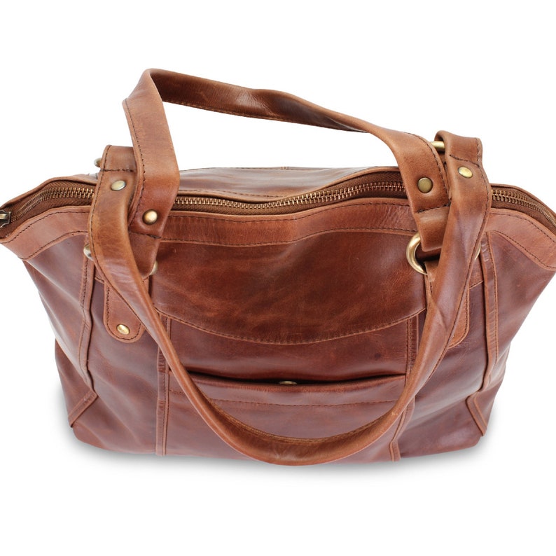 oversized brown leather bag