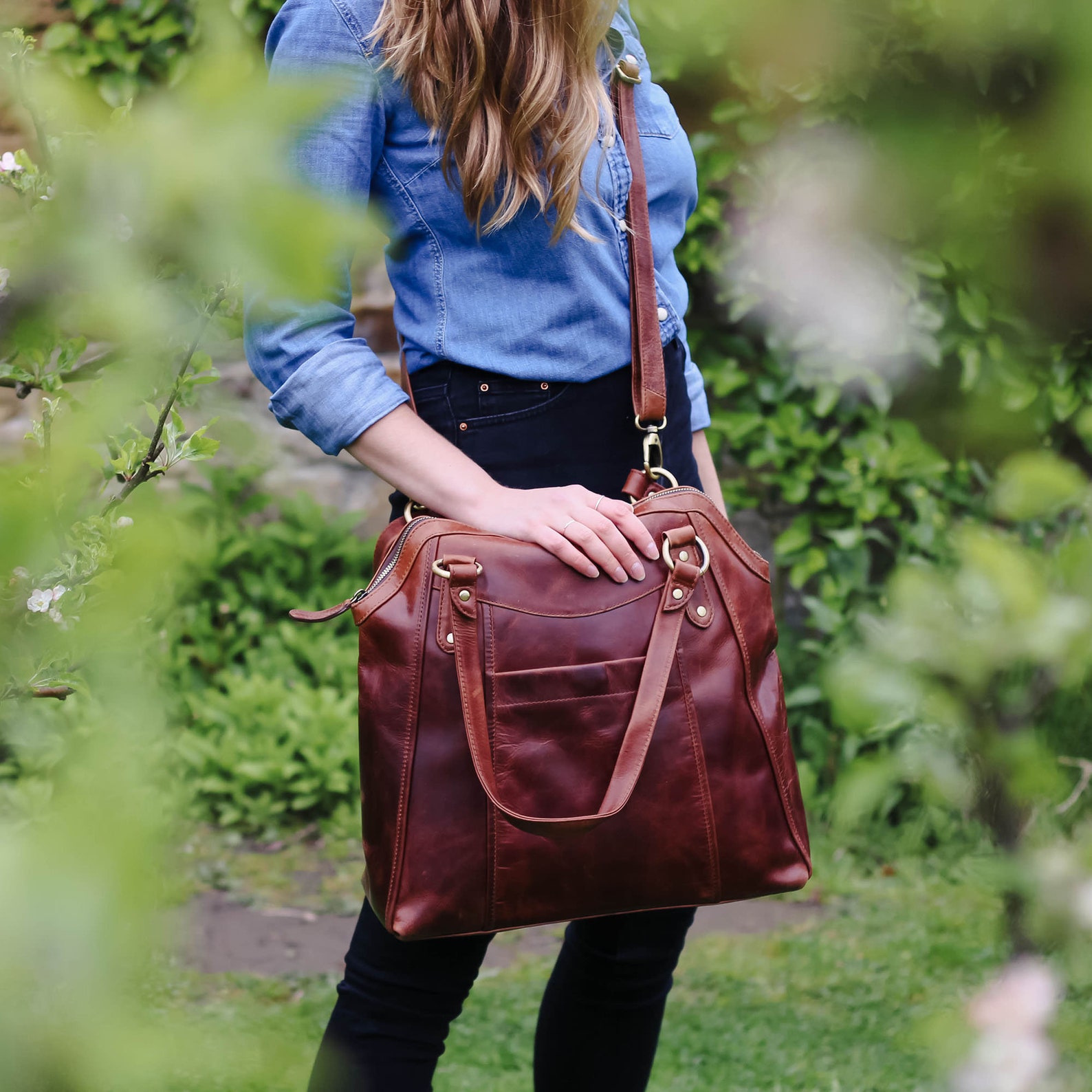 Large Brown Leather Handbag Tote Leather Shoulder Bag | Etsy
