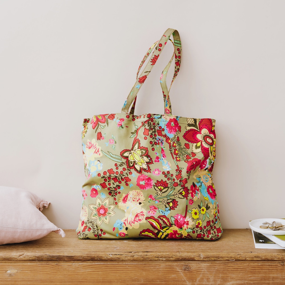 Fabric Shopping Tote, Reusable Shopping Bag, Fabric Tote, Floral Fabric