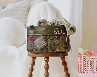 Knitting and Crochet Organizer Pouch with Mesh Compartments & Dual Zippers,  Crafting gift ideas,  Crafting tools and Notions Pouch
