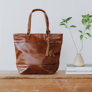 Genuine Leather Tote Bag,  Large Women&#39;s Shoulder Purse,  Tote Bag for Work