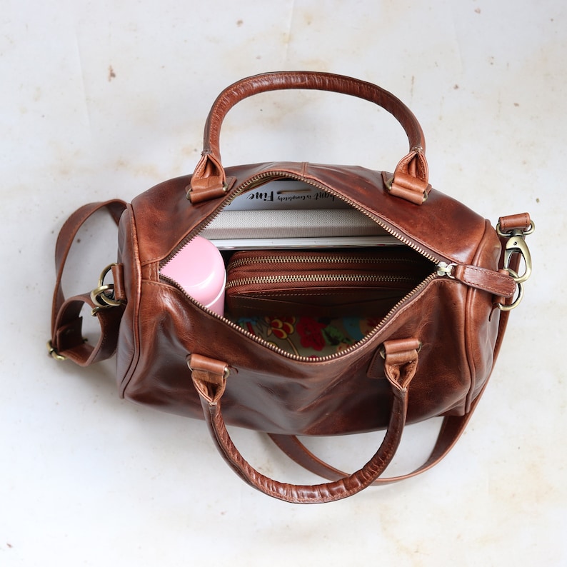 Leather Handbag Purse, Brown Leather Shoulder Bag, Leather Purse with Crossbody Strap image 4