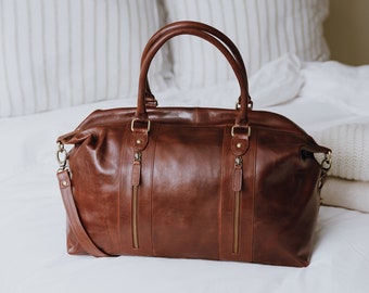 Brown Leather Holdall, Travel Bag, Weekend Bag