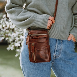 Sacoche en cuir pour smartphone, Pochette pour iPhone, Pochette pour smartphone, Sac à main de voyage