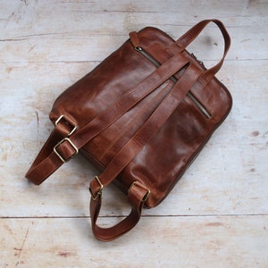 Leather Backpack, Leather Rucksack, Travel Bag, Dark Brown image 4