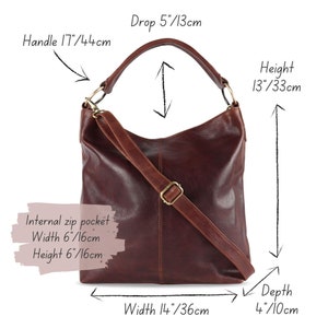 Leather Handbag, Leather Tote, Shoulder Bag, Hobo, Purse, Distressed Brown image 7