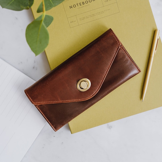 Olive Stitch Trim Envelope Wallet - CHARLES & KEITH IN