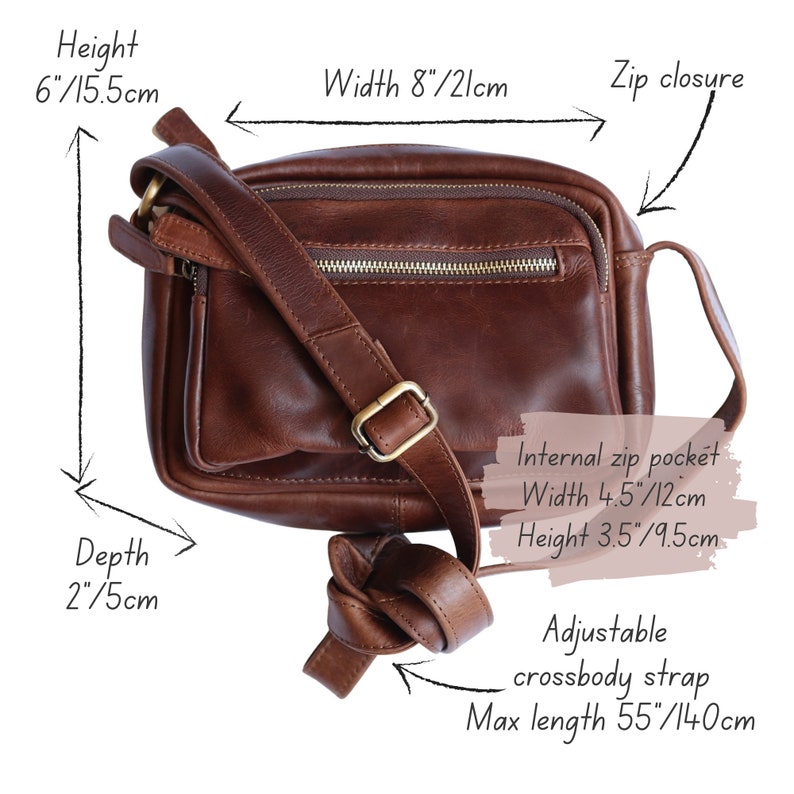 Leather Crossbody Bag, Leather Camera Bag, Small Leather Purse, Shoulder Bag, Leather Handbag, Distressed Brown image 5