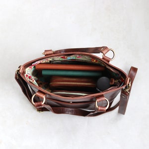 Leather Handbag, Leather Purse, Top Handle Bag, Brown image 4