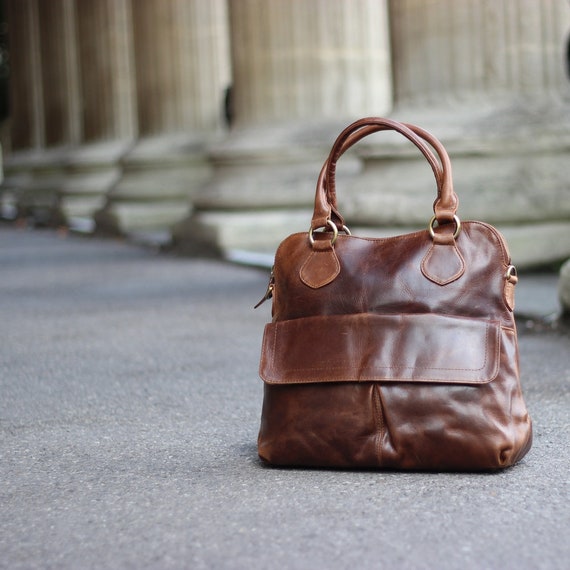 Leather Handbag Leather Bag with Pocket Leather Purse | Etsy