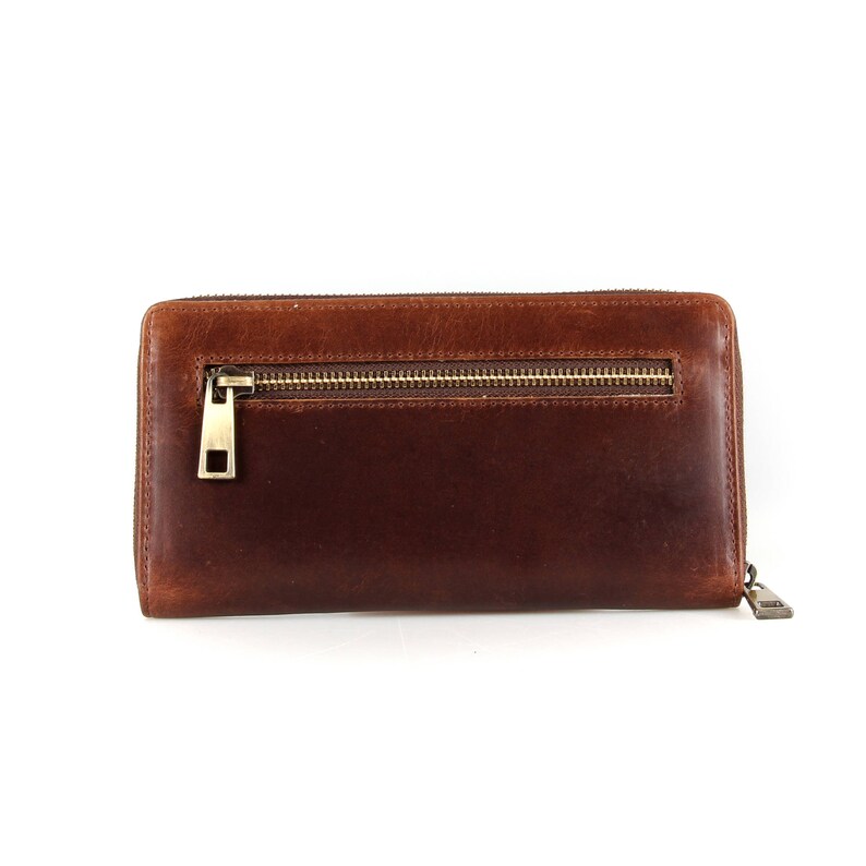 leather zip around purse