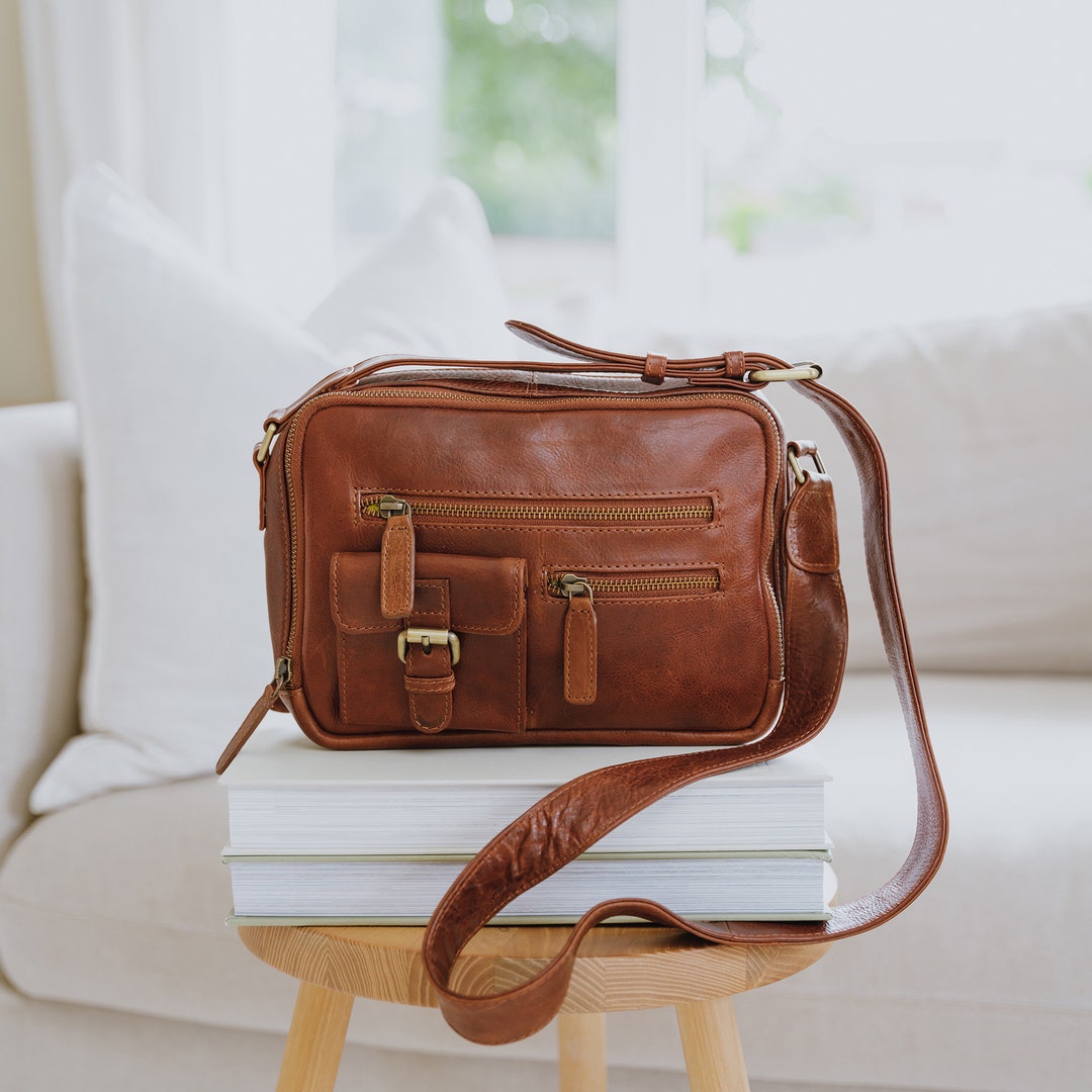 Leather Crossbody Pocket Bag, Ladies Shoulder Bag Purse, Tan - Etsy