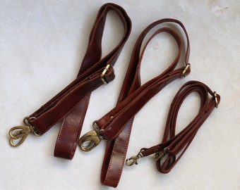 Leather Purse Strap, Brown Leather Replacement Strap, Adjustable and Detachable Long Leather Bag Strap