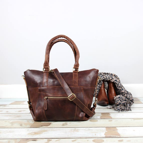 Leather Bag with Pocket Leather Handbag Shoulder Bag Purse | Etsy