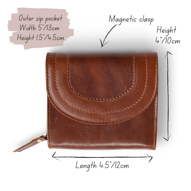 Womens Leather Wallet, Small Leather Wallet, Leather, Mini Wallet, Brown Wallet, Tan image 4