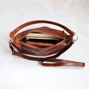 Leather Shoulder Bag, Leather Crossbody Dumpling Bag, Leather Crescent Half Moon Purse Bag image 5