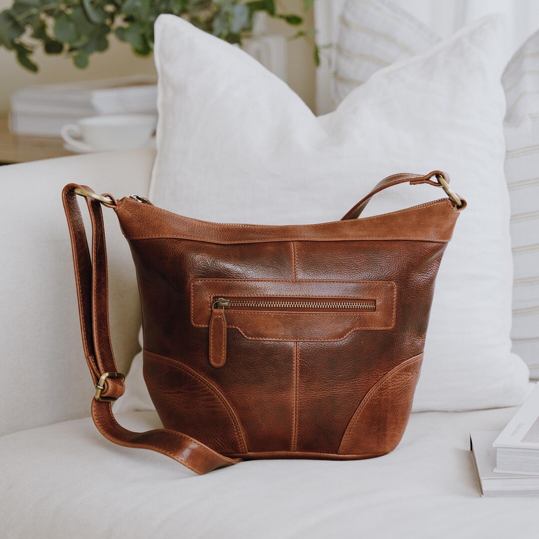 Leather Crossbody Bag, Tan Leather Shoulder Bag, Leather Purse With ...