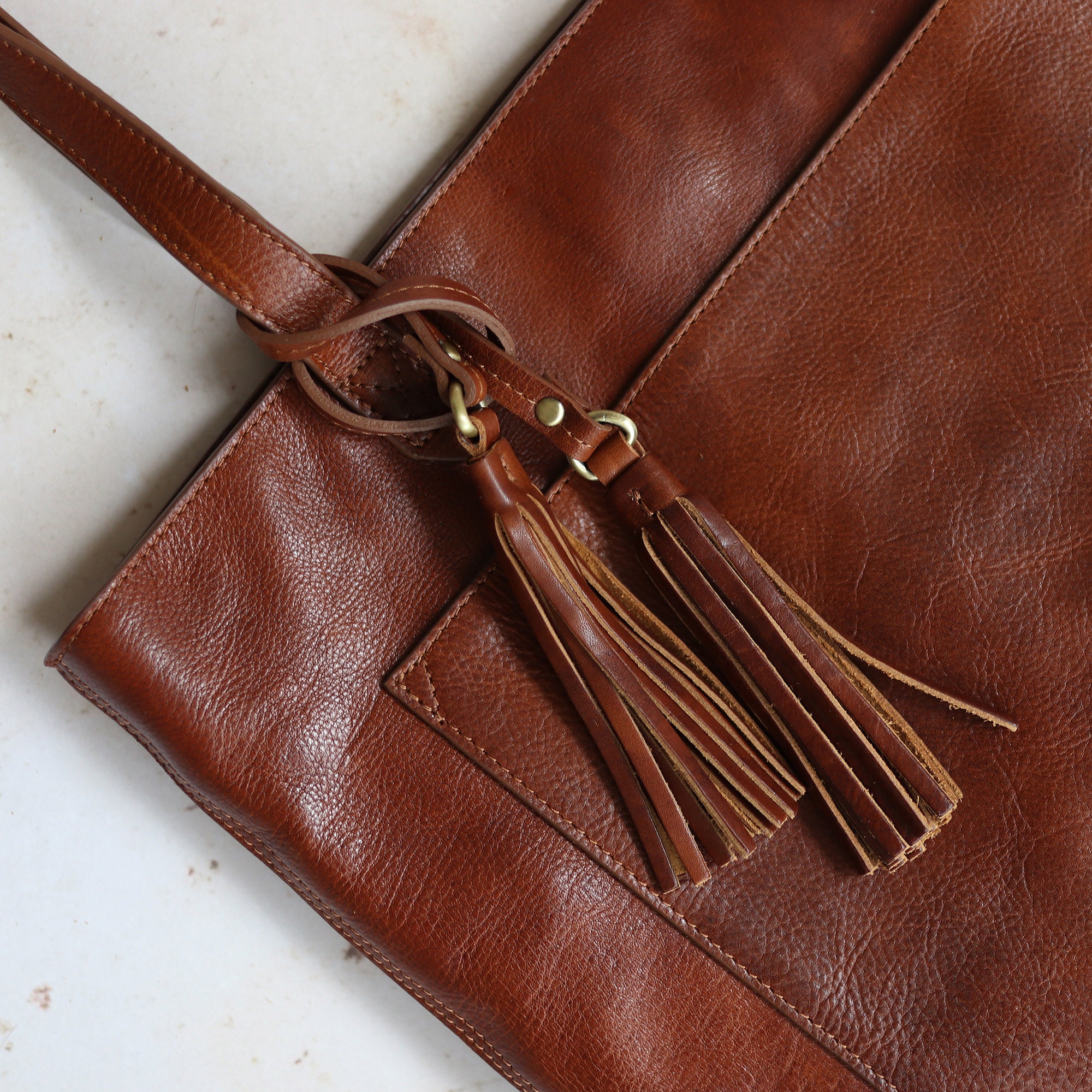Leather Tassel Bag Charm, Double Tassel Charm, Detachable Leather Handbag  Charm, Dark Brown 