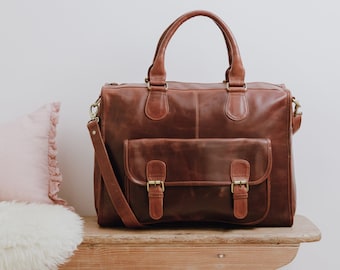 Leather Handmade Leather Weekender, Gym Bag, Vacation Duffel Bag, Travel Bag, Brown Overnight Bag