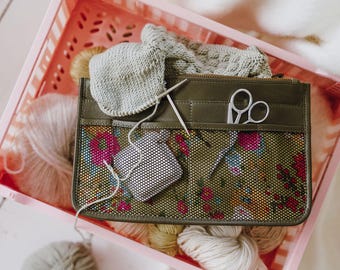 Knitting Notions Organiser, Crochet Accessories Case, Project Bag Organiser, Needle & Stitch Marker Storage