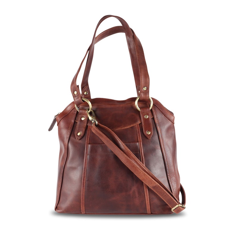 small brown leather tote bag