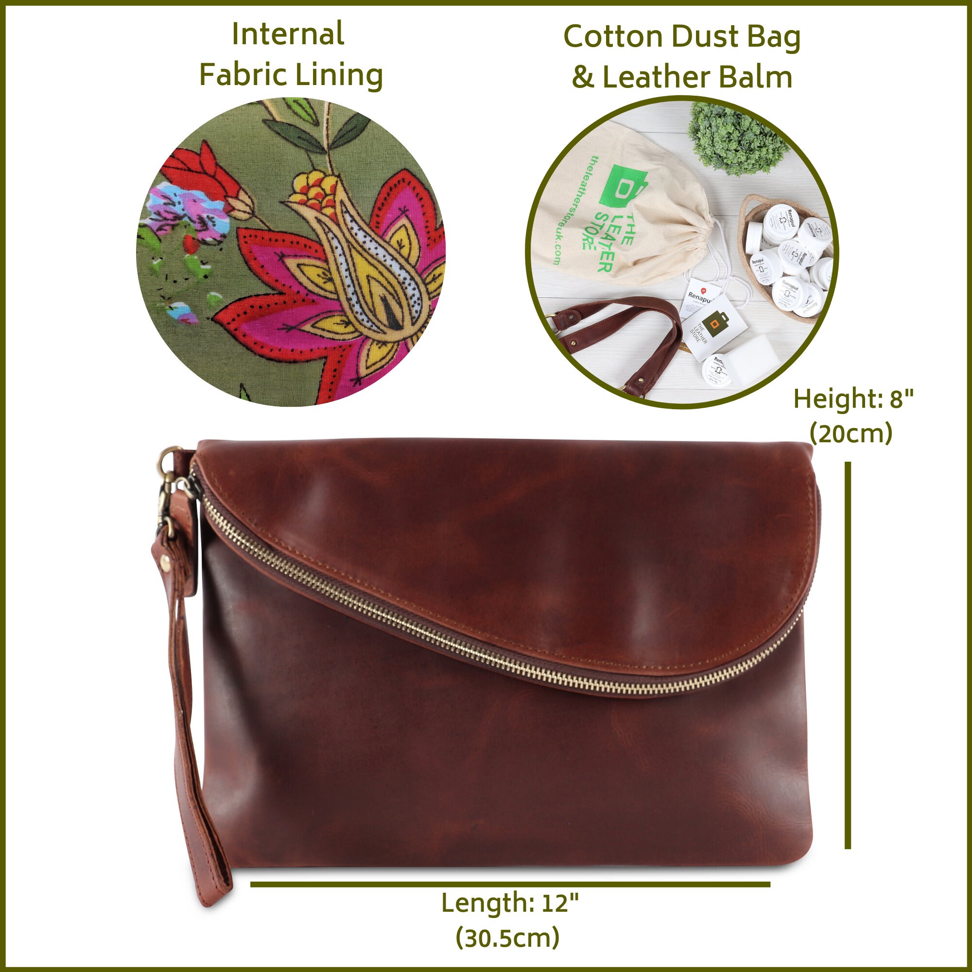 Brown Leather Vintage Clutch bag Leather Wristlet Leather Etsy