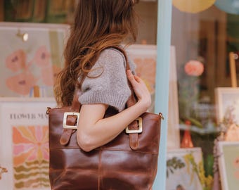 Leather Handbag Tote – Handmade Leather Purse and Work Bag for Women, Laptop-Friendly Office Tote, Womens Purses and Handbags